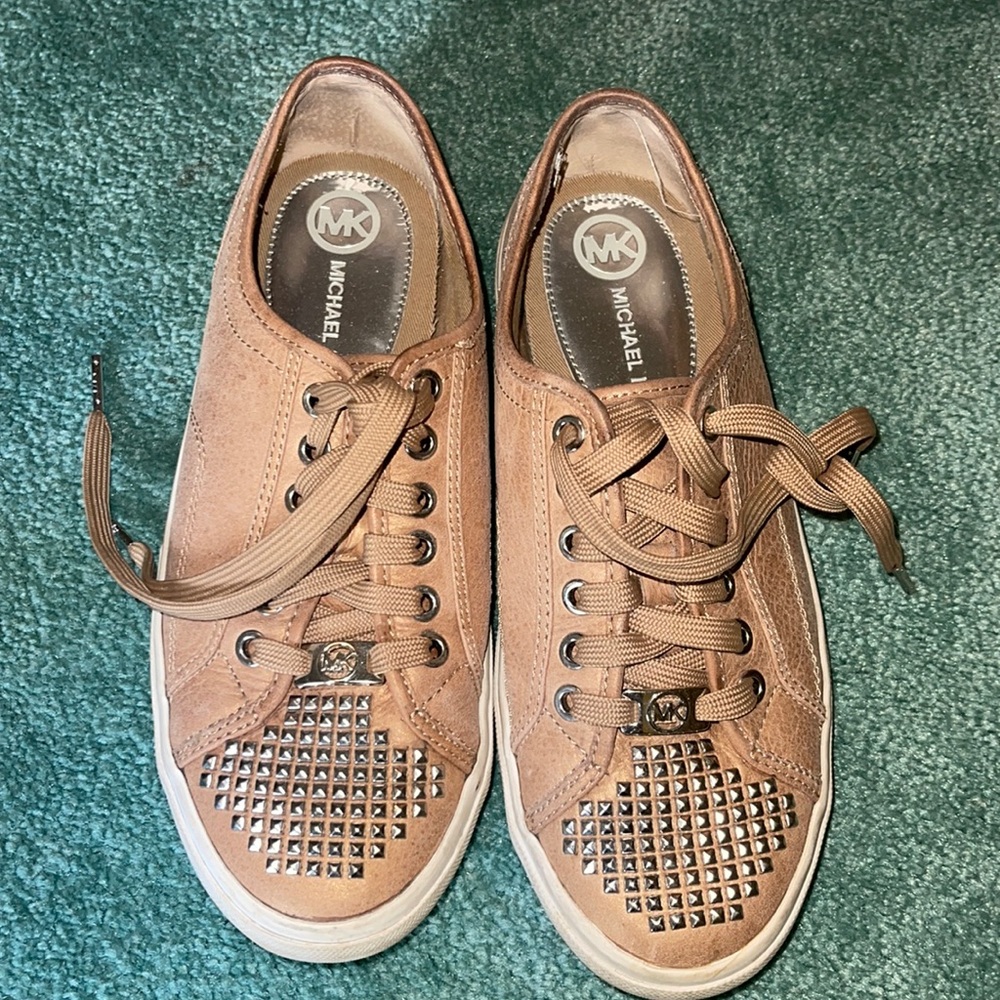Michael Kors Tan/ Gold Boerum Studded Sneaker 7.5